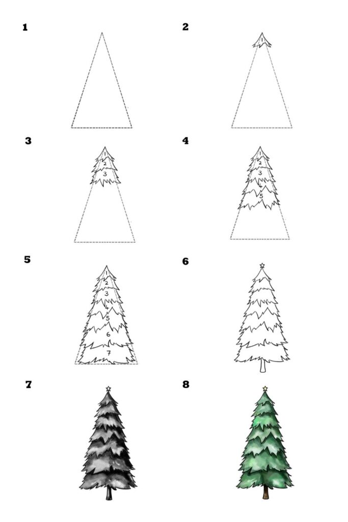 How to draw a Christmas tree