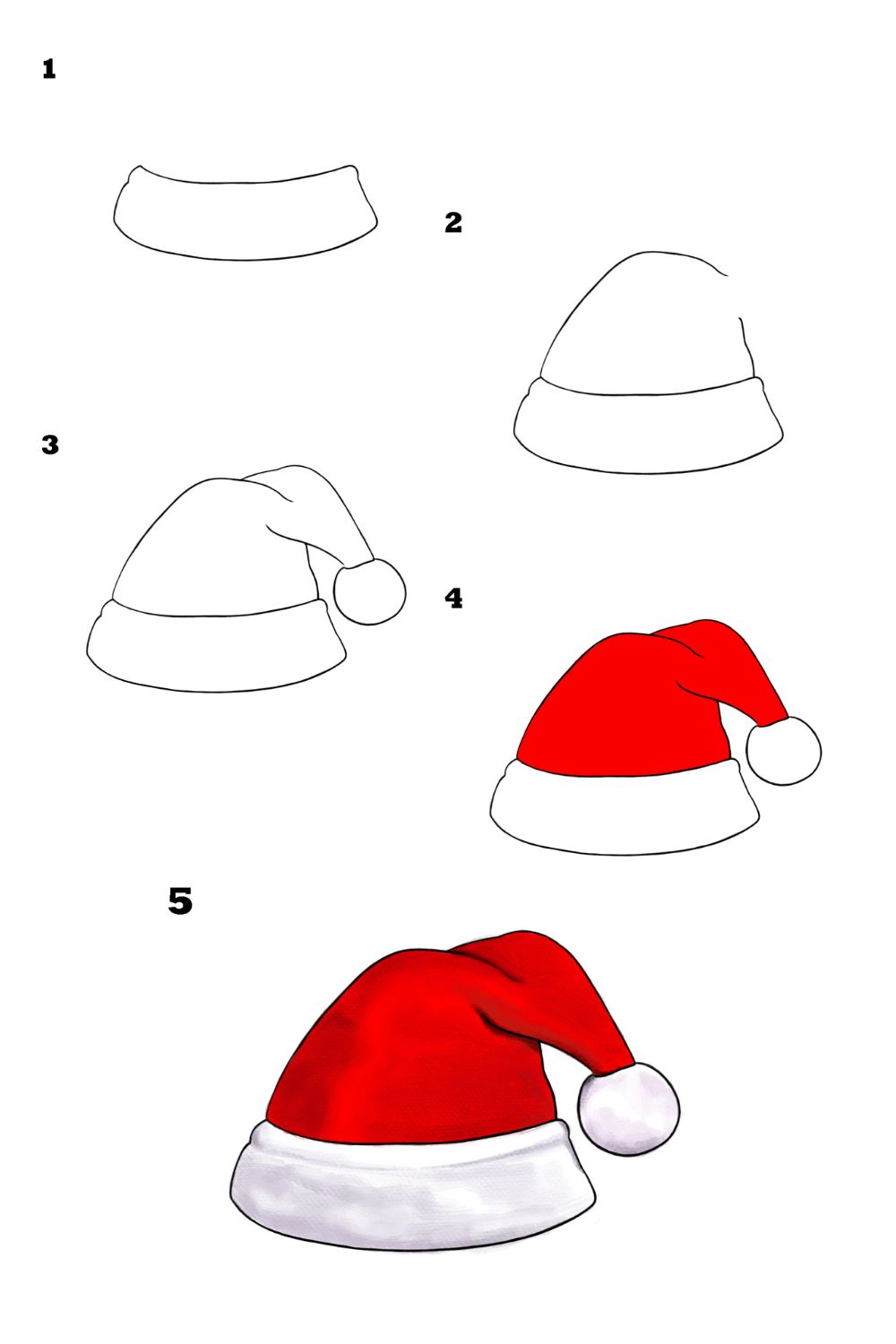 how to draw a christmas hat